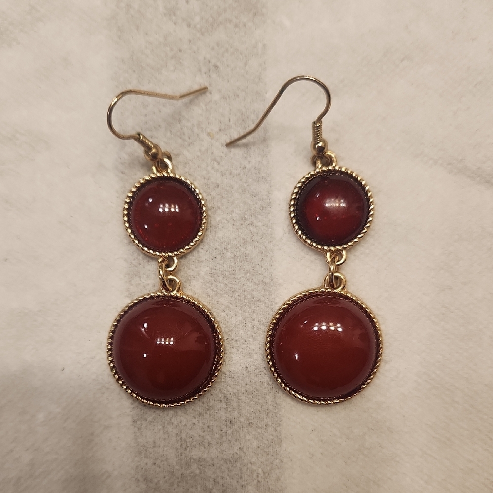 Dark Red Dangle Earrings